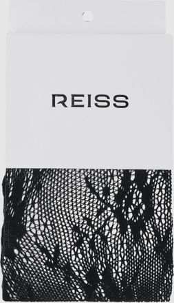 Reiss Black Floral Lace Tights, S & M