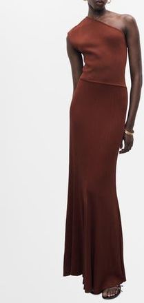 Mango One-Shoulder Rib Maxi Dress in Russet at Nordstrom Rack, Size 4