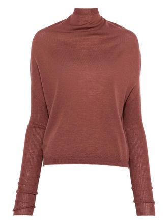 Rick Owens high-neck ribbed top - women - RWS Virgin Wool - S - Pink