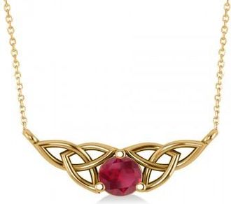 Allurez Celtic Round Ruby Pendant Necklace 14k Yellow Gold (0.60ct)