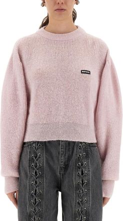 Rotate Light Pink Knitted Crew Neck Sweater