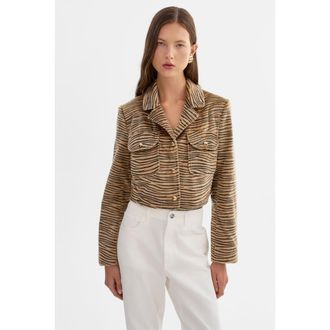 LaMarque Jaylee | Tiger Print Cropped Jacket in Tgr at Nordstrom, Size Xx-Small