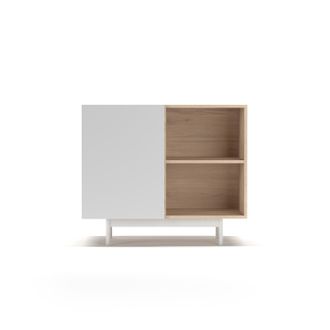 HERDASA Aparador Bajo En Melamina, Colecci&oacute;n Printed (601-2), Con 1 Puerta, En Roble Y Blanco