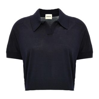 Khaite Tops, Dames, Blauw, S, Wol, Morgane Crop Top