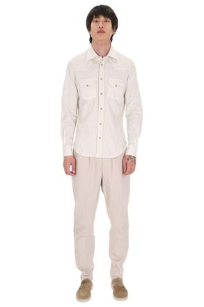 Eleventy Sabbia Textured Cotton-Linen Texas Shirt