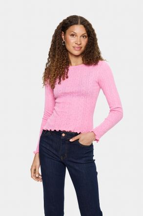Saint Tropez Langarmshirt SAINT TROPEZ GruSZ, Damen, Gr. XS, wild rose melange, Jersey, Obermaterial: 95% Baumwolle, 5% Polyester, meliert, regular fit normal, Run