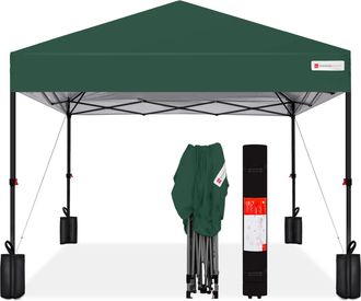 Best Choice Products 10x10ft Easy Setup Pop Up Canopy w/ 1-Button Setup, Wheeled Case, 4 Weight Bags