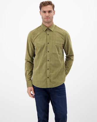 Lerros Karohemd LERROS LERROS Kariertes Cordhemd - robuste Struktur f&uuml;r jeden Tag, Herren, Gr. XXL, Normalgr&ouml;ssen, aloe gr&uuml;n, 100% Baumwolle, Hemden Karohemd