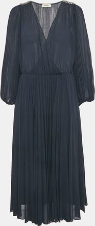 Max & Co. Navy Blue Plisse Embellished Midi Dress