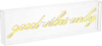 Jonathan Y Designs Good Vibes Only 20 X 6 Contemporary Glam Acrylic Box USB Operated LED Neon Light, Yellow at Nordstrom