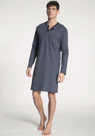 CALIDA Nachthemd CALIDA Relax Streamline, Damen, Gr. S (46/48), N-Gr, blau (schwarz sapphire), Interlock, Obermaterial: 100% Baumwolle, gestreift, normal kni