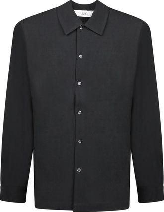 S&eacute;fr Lange mouwen- knoopsluiting aan de voorkant - Heren - Casual Overhemden - Zwart - S - Overhemden
