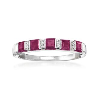 Ross-Simons Ruby Ring With Diamonds in Sterling Silver