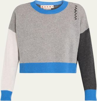 Marni Colorblock Cashmere Crewneck Sweater