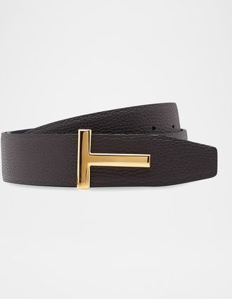 Tom Ford Men & apos;s Signature T Leather Belt