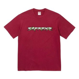 SUPREME FW26 Skulls Spellout T-Shirt Cardinal SUP-FW26-004-CDL
