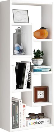 ebuy24 Ebuy24 - Almacenamiento De Madera Vcm Librer&iacute;a Dimensiones Al. 92 X An. 36 X P. 15 Cm Estante Multimedia Elegante Divisor De Sala Llamativo Estante De