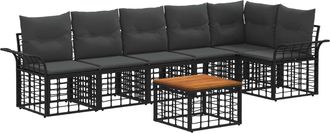 vidaXL Conjunto De Sof&aacute;s De Exterior 7 Uds. Negro Y Gris Oscuro Vidaxl
