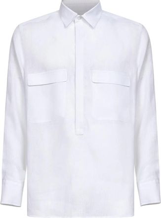 D4.0 Linnen Polo Shirt - Heren - Polos - Wit - L - Linnen - Tops