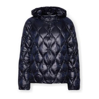 Elena Miro Jassen, Dames, Blauw, L, Nylon, Lichtgewicht Gewatteerde Nylon Donsjack
