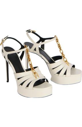 Balmain Sync platform sandals in smooth leather in White at Nordstrom, Size 40