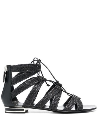 Casadei Spartan woven gladiator sandals - women - Calf Leather/Calf Leather/Calf Leather - 37 - Black