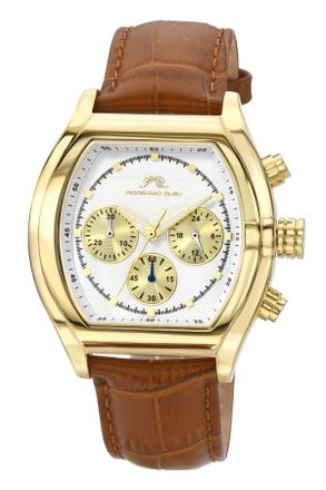 Porsamo Bleu Roman Genuine Leather Rose Tone & Brown Mens Watch 1292DROL