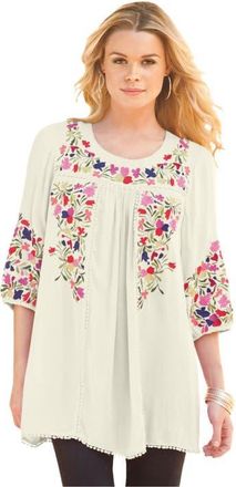 Roaman's Boho Floral Tunic in Ivory Boho Floral at Nordstrom, Size 20