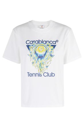 Casablanca White Tennis Club Icon Front-Printed Cotton T-Shirt