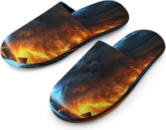 Generic Thorm Thunder Mens Cotton Slippers Memory Foam Comfort House Shoes Winter Indoor Slipper for Hotel Casa Spa
