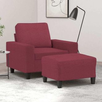 vidaXL Vidaxl - Sill&oacute;n Con Taburete Tela Rojo Tinto 60 Cm