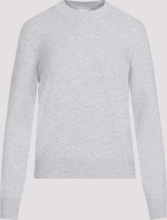 Bottega Veneta Womens Grey Stretch Cashmere Blend Sweater - Light Grey - Size Small