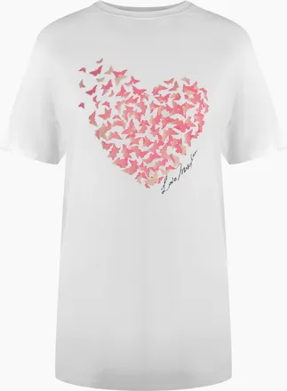 Love Moschino Womens Love Moschino Flutter Heart Design White T-Shirt - Size: 18/16