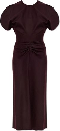 Victoria Beckham Woljurk met Draping - Dames - Casual kleedjes - Rood - XS - Wol - Kleedjes