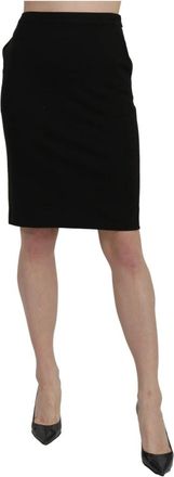 Gianfranco Ferre Elegante hoge taille zwarte linnen rok - Dames - Korte rokken - Zwart - XS - Linnen - Rokken