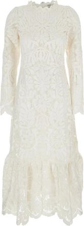 Sea NY Kleedjes, Dames, Wit, S, Witte Lange Jurk met Asymmetrische Zoom