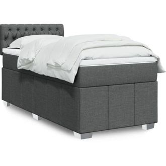 vidaXL Cama Box Spring Con Colch&oacute;n Tela Gris Oscuro 90x200 Cm Vidaxl
