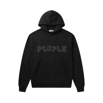 Purple Studded Wordmark Hoodie - Heren - Sweatshirts & Hoodies - Zwart - Maat: L Katoen