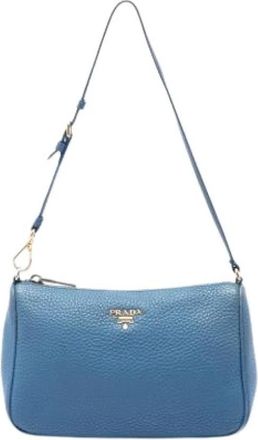 Prada Pre-owned Vintage Cross Body Bag - Dames - Vintage Schoudertas - Blauw - ONE Size - Leer - Vintage