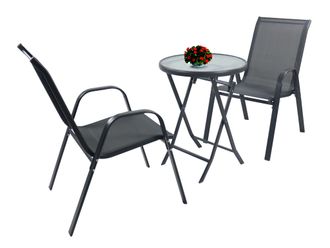VCM 3 Piezas Conjunto De Muebles De Jard&iacute;n Grupo De Asientos Grupo De Comedor 1xmesa, 2x Sillas Mesa Dimensiones Aprox. Al. 70 X An. 55 X P. 55 Cm Conjunt
