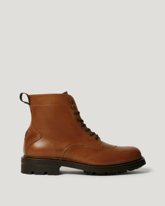 Belstaff Copeland Boot Mens Grain Leather Cognac Size UK 10