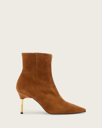 AllSaints Leather Natasha Pointed Zip Up Suede Boots, Size: UK 4/ US 7/ EU 37