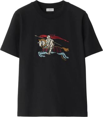 Burberry T-shirt in cotone con ricamo - Nero