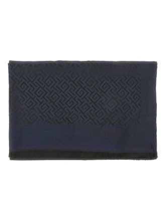 Emporio Armani geometric-pattern scarf - men - Polyester/Viscose - One Size - Blue