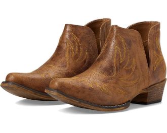 Roper Ava Boots Brown Leather Embroidered Western Bootie RHS7859