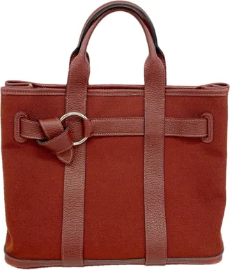Herm&egrave;s Red Color Toile H Tote Bag (Pre-Owned)