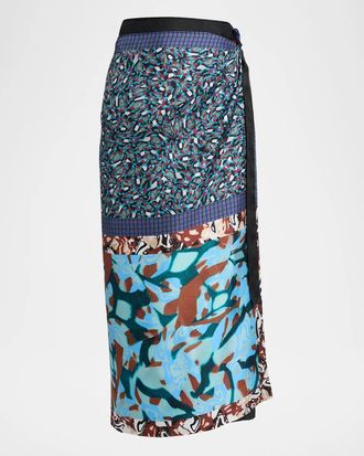 Dries Van Noten Silk Long Wrap Scarf Skirt