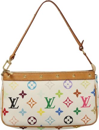 Louis Vuitton Pochette Accessoire White Canvas Clutch Bag (Pre-Owned)