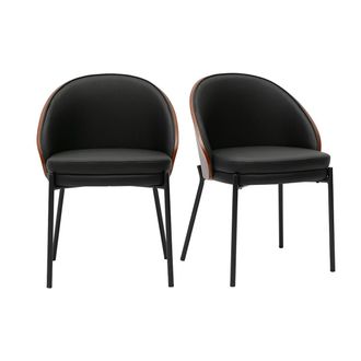 Miliboo Sillas Negras, Madera Oscura Y Metal (lote De 2) Tucson