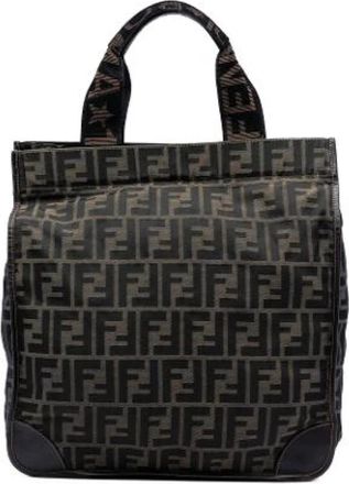 Fendi Pre-owned Canvas Tote Bag - Dames - Vintage Shopper - Bruin - ONE Size - Leer - Vintage
